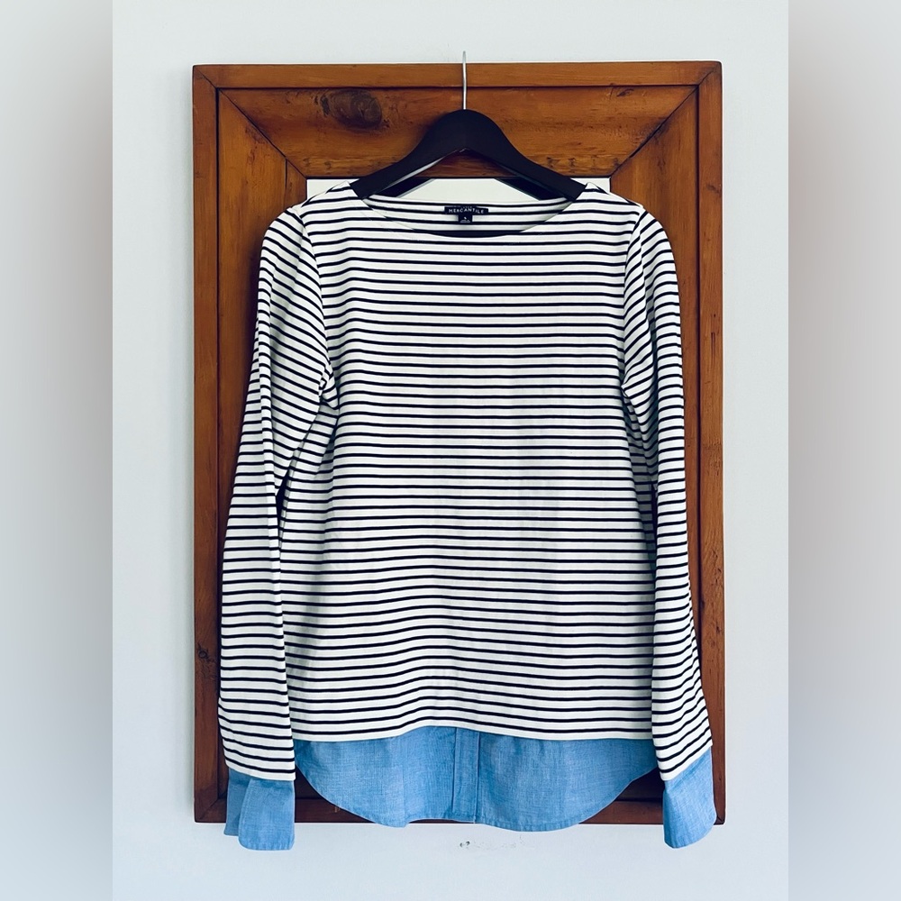 J. Crew Mercantile Striped Boatneck Layered Top